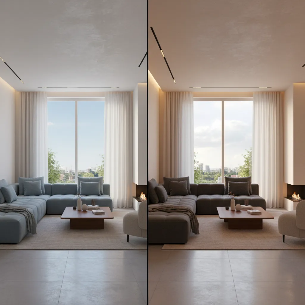 Comparison between basic Revit render and enhanced cloud render