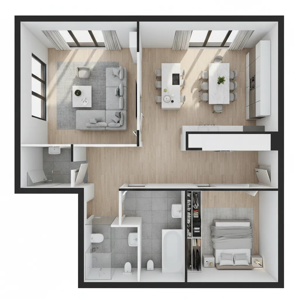 3D BIM architectural floor plan model similar to Autodesk Revit building workflow