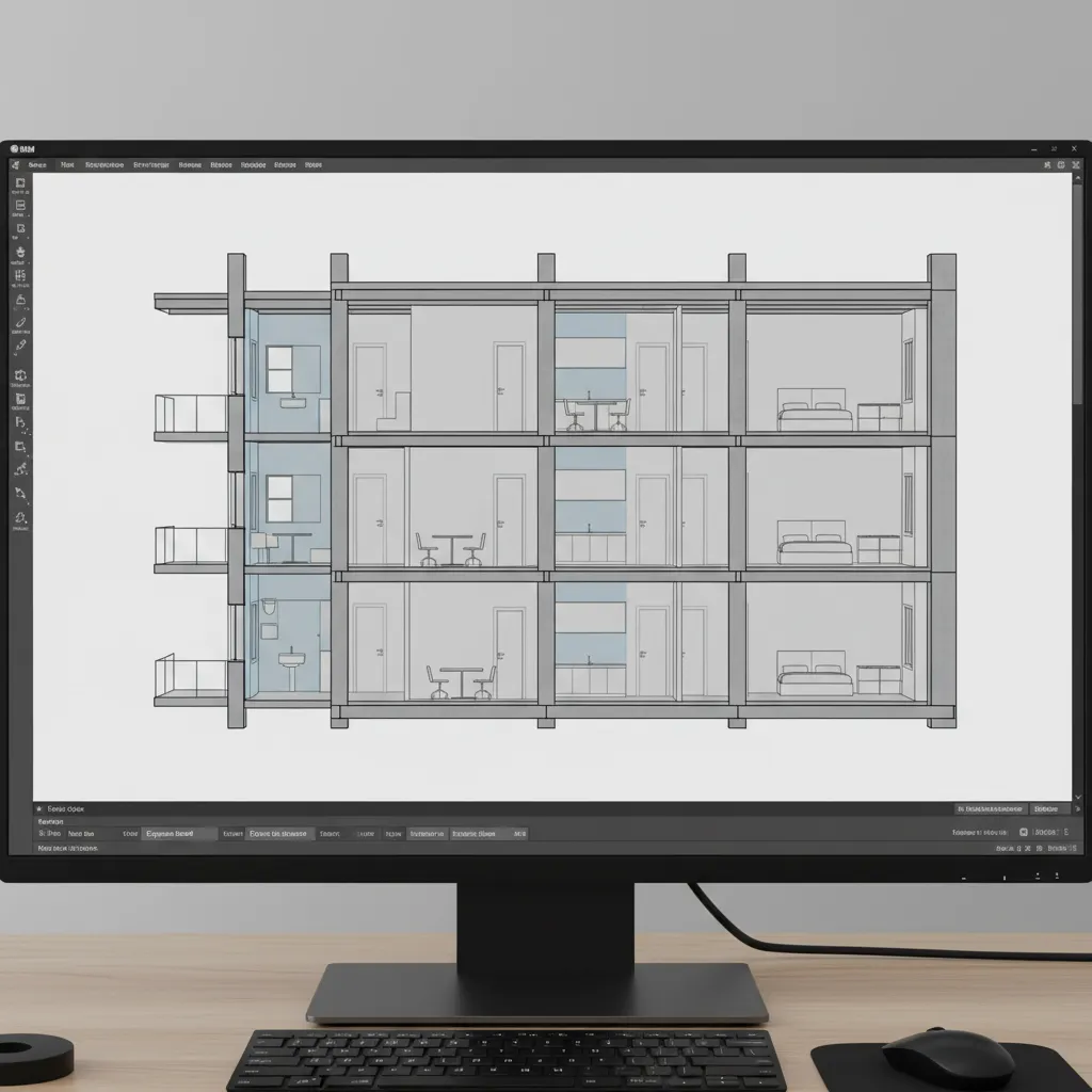 BIM interior building model displayed in professional design software