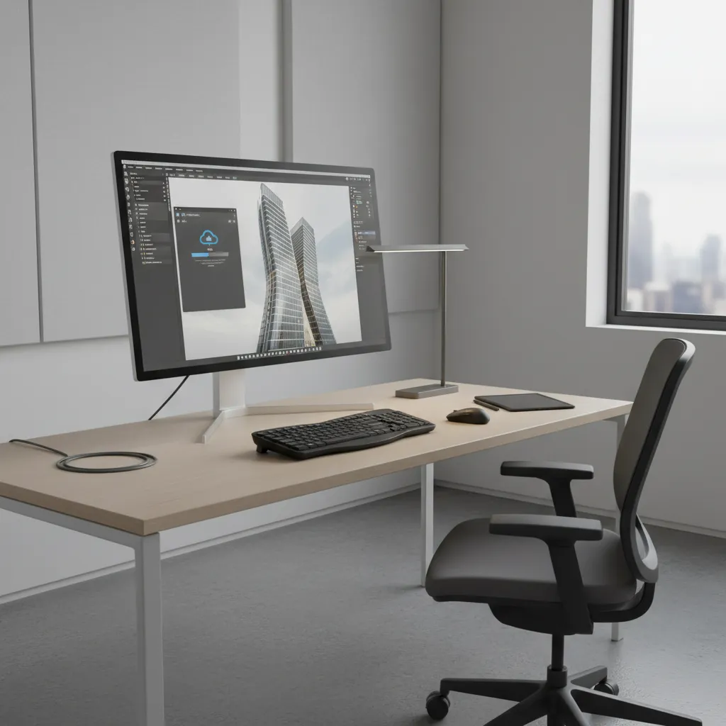 Architect uploading a Revit model to an online cloud rendering platform
