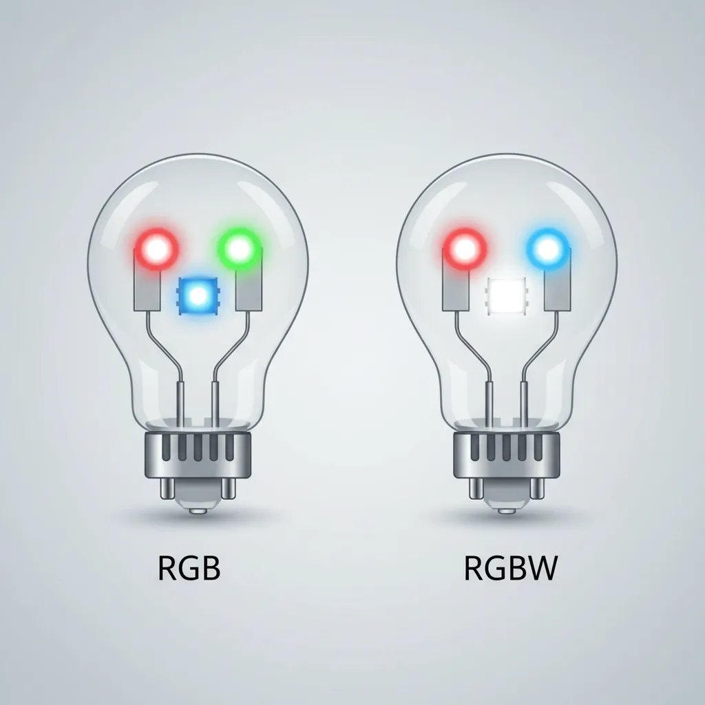 comparison of RGB and RGBW LED lighting structure