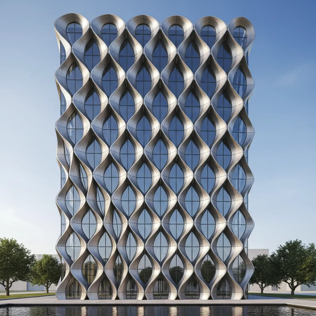 Parametric architectural facade created using Rhino and Grasshopper