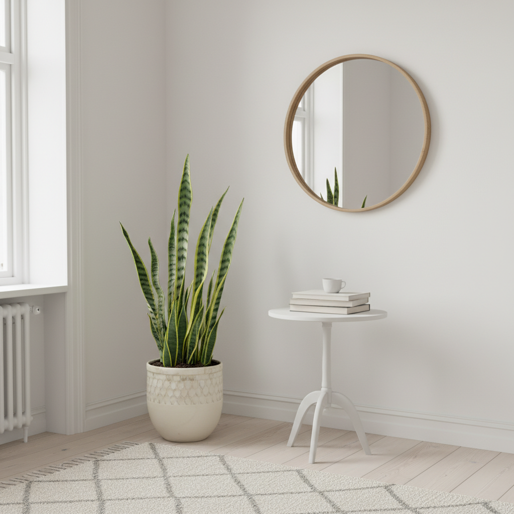 Snake plant in a minimalist indoor corner