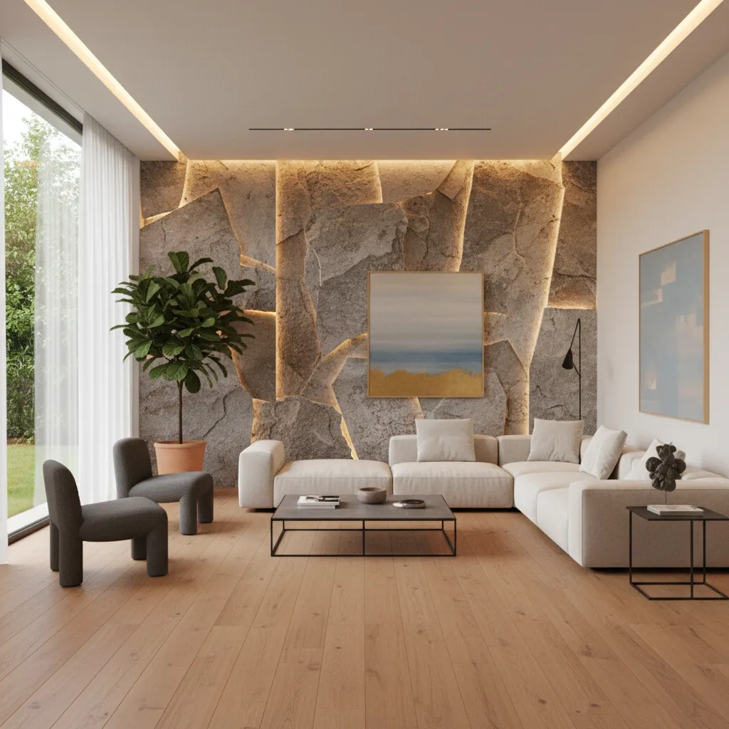 Roca natural en diseño de interiores: cómo usarla bien