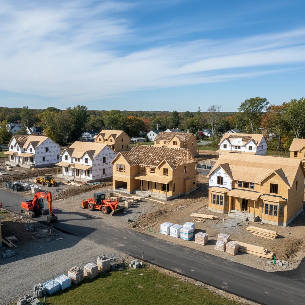 New suburban housing development under construction in Rockingham County New Hampshire
