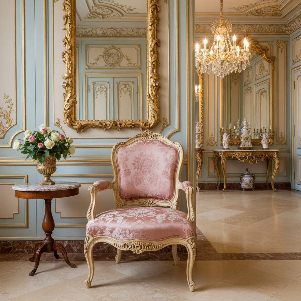 rococo style interior showing mix of furniture and decorative accents