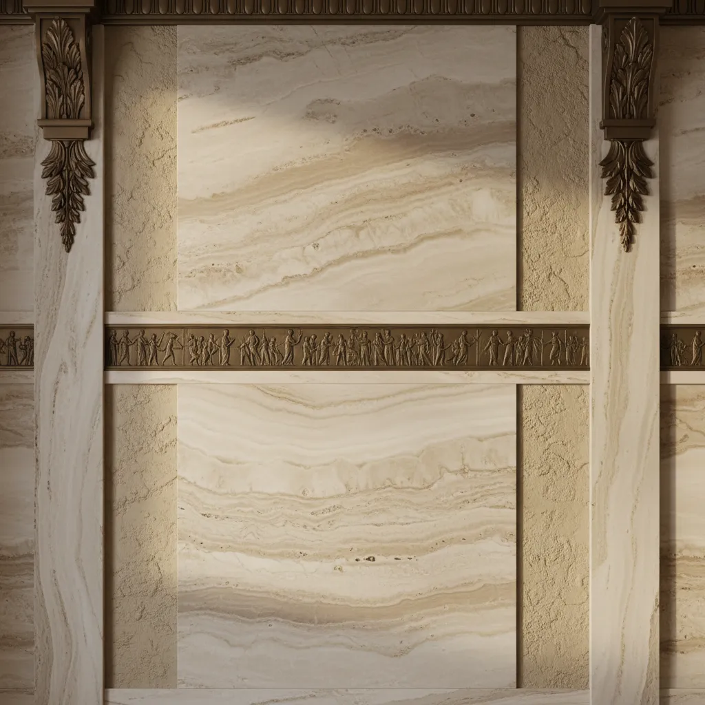 Detalle de materiales romanos como mármol y estuco