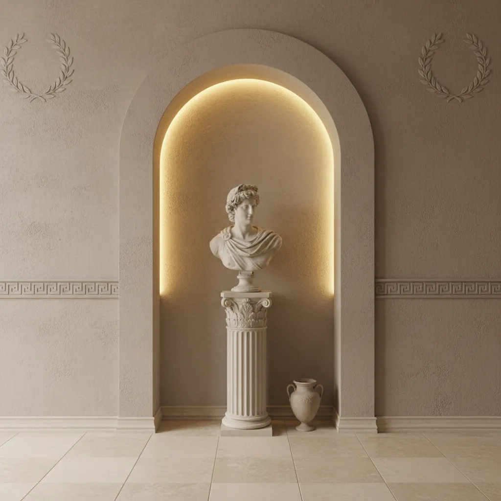 Nicho arqueado decorativo en pared interior