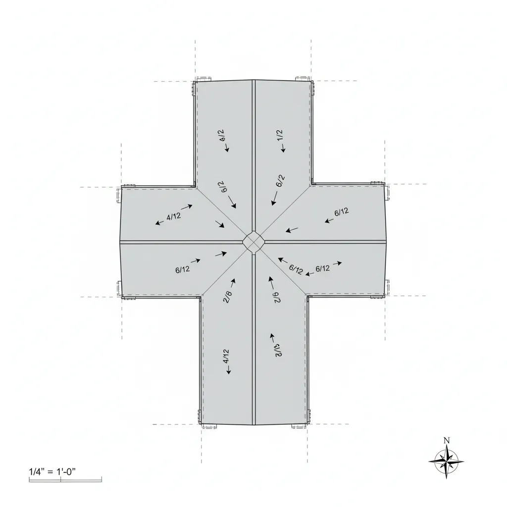 roof layout diagram showing slope measurements and planes