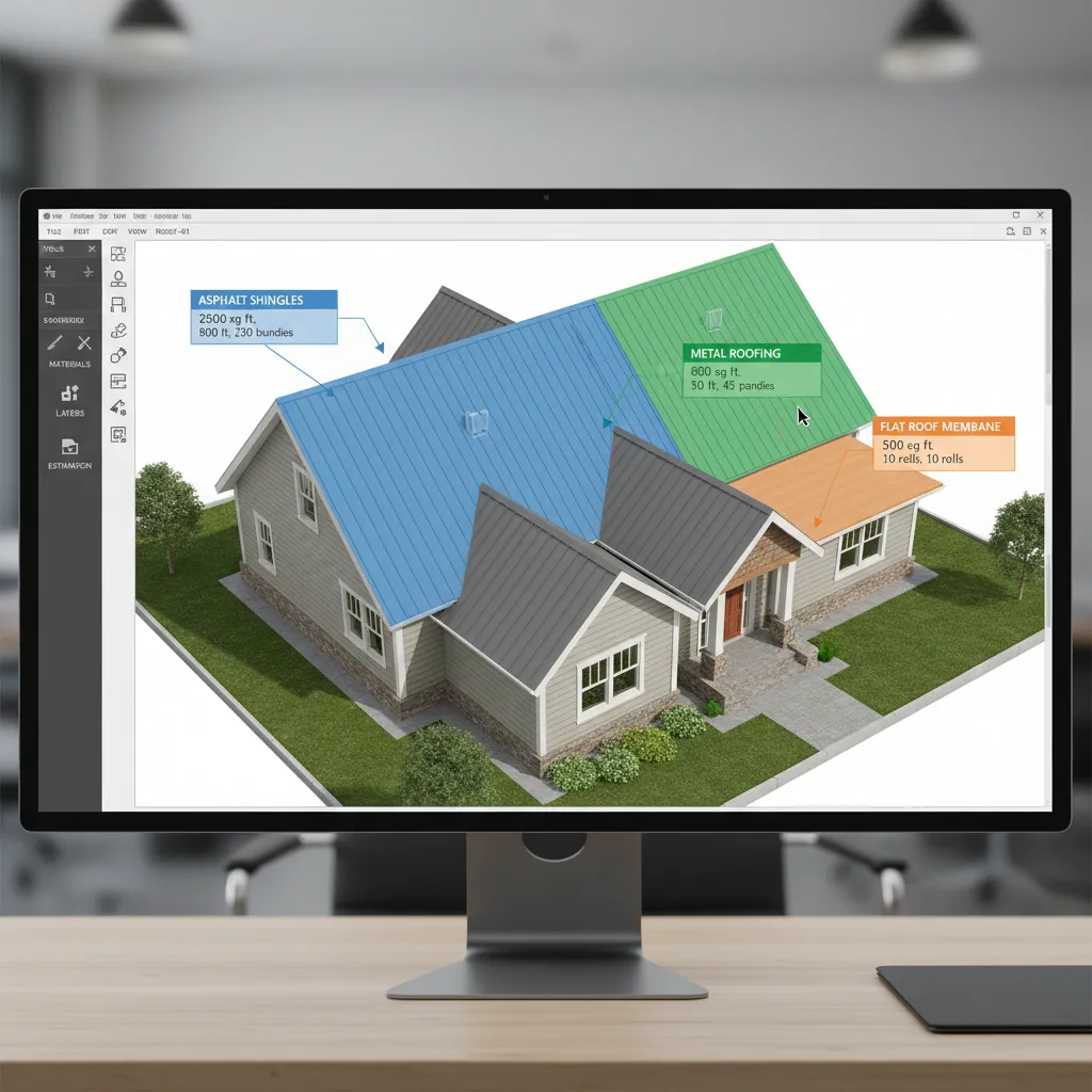 roof design software estimating shingles and materials from digital roof model