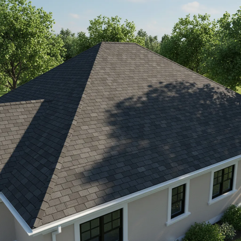 3D roof material preview with shingles and lighting