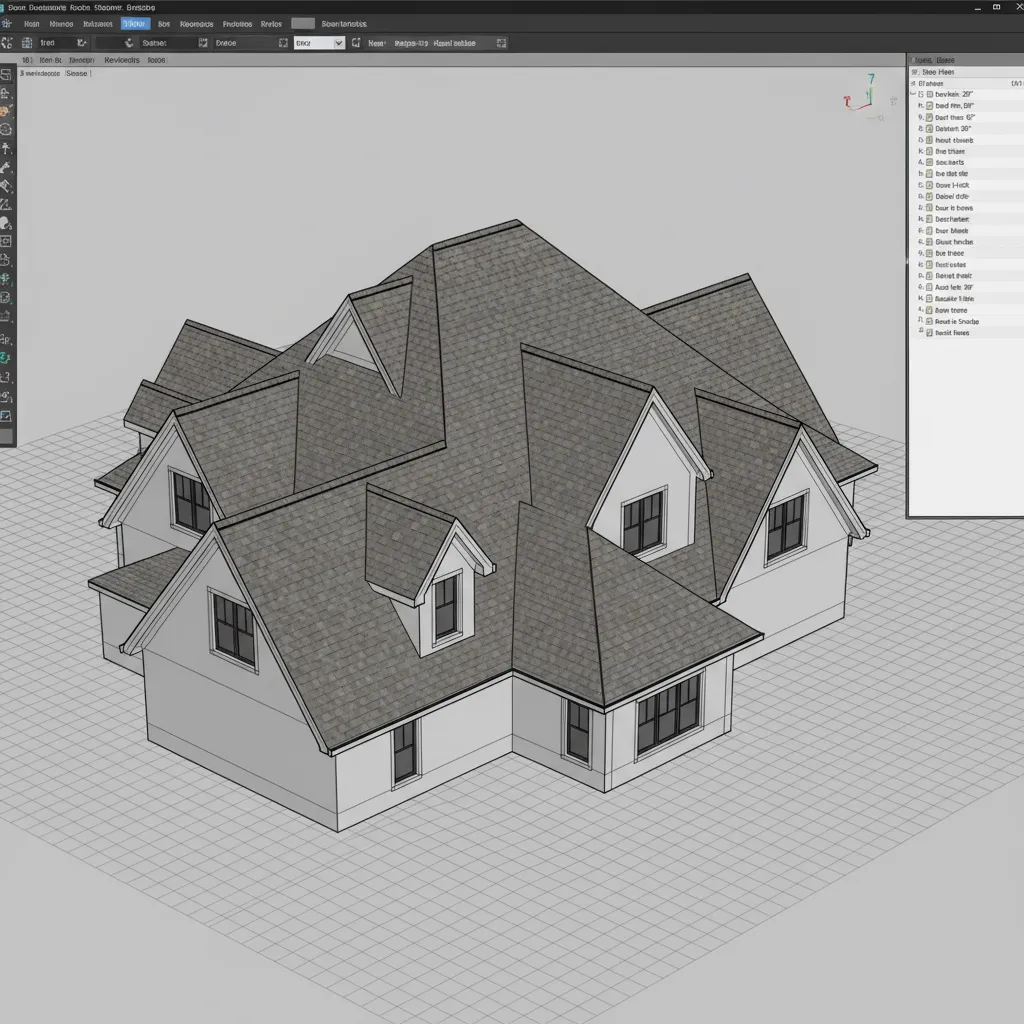 3D roof model showing slopes valleys and dormers in professional design software