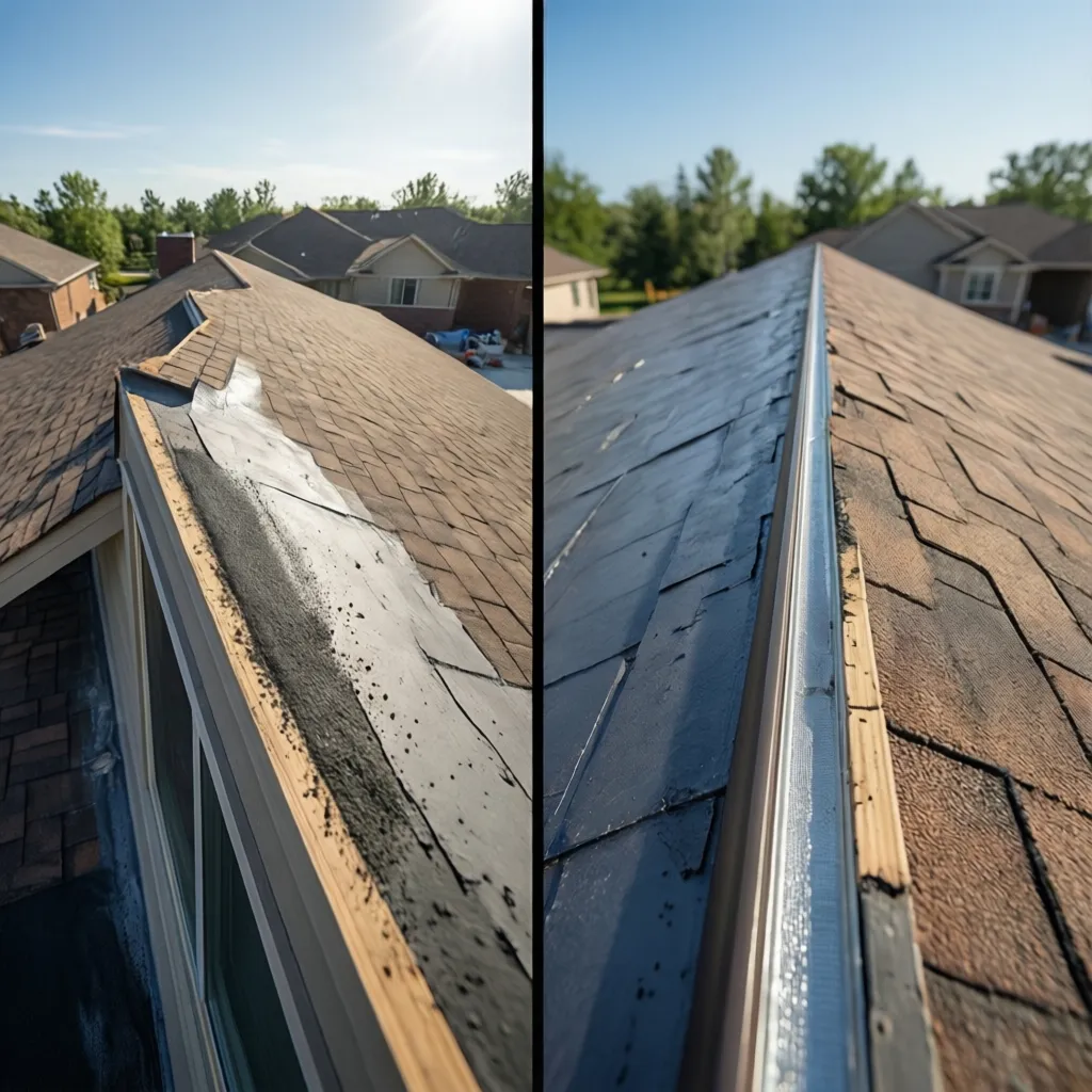 side by side comparison of self leveling and non sag roof sealant applications