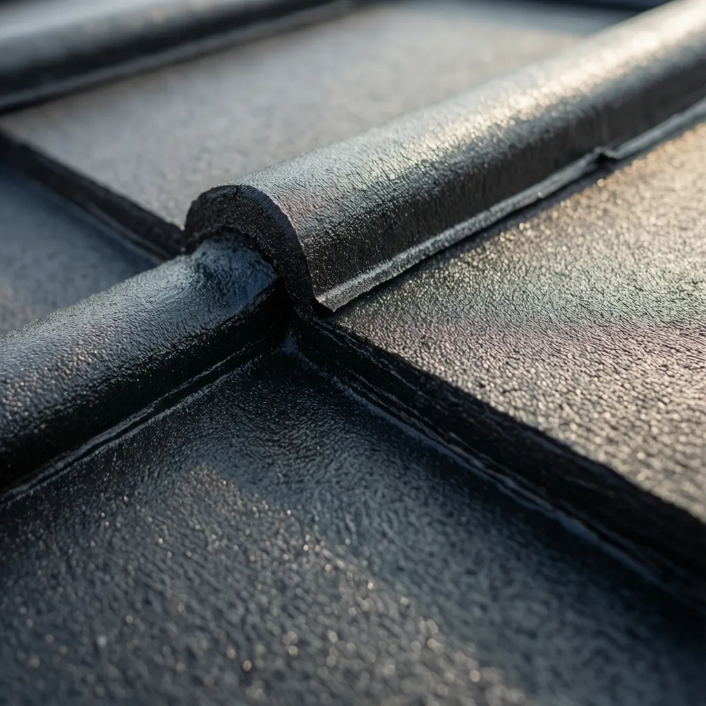 Close-up showing correct thickness of roof sealant bead