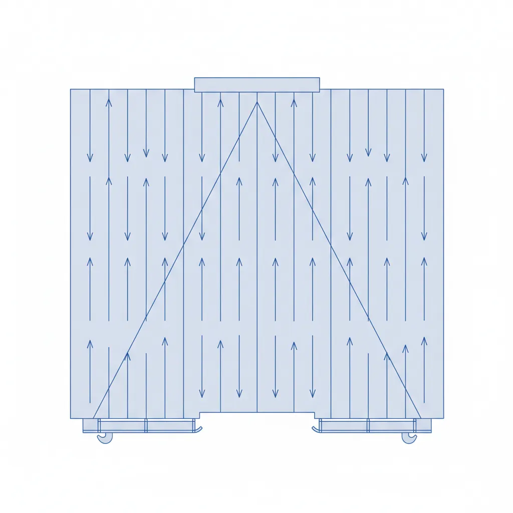 Roof plan diagram showing correct slope arrows directing water toward edges