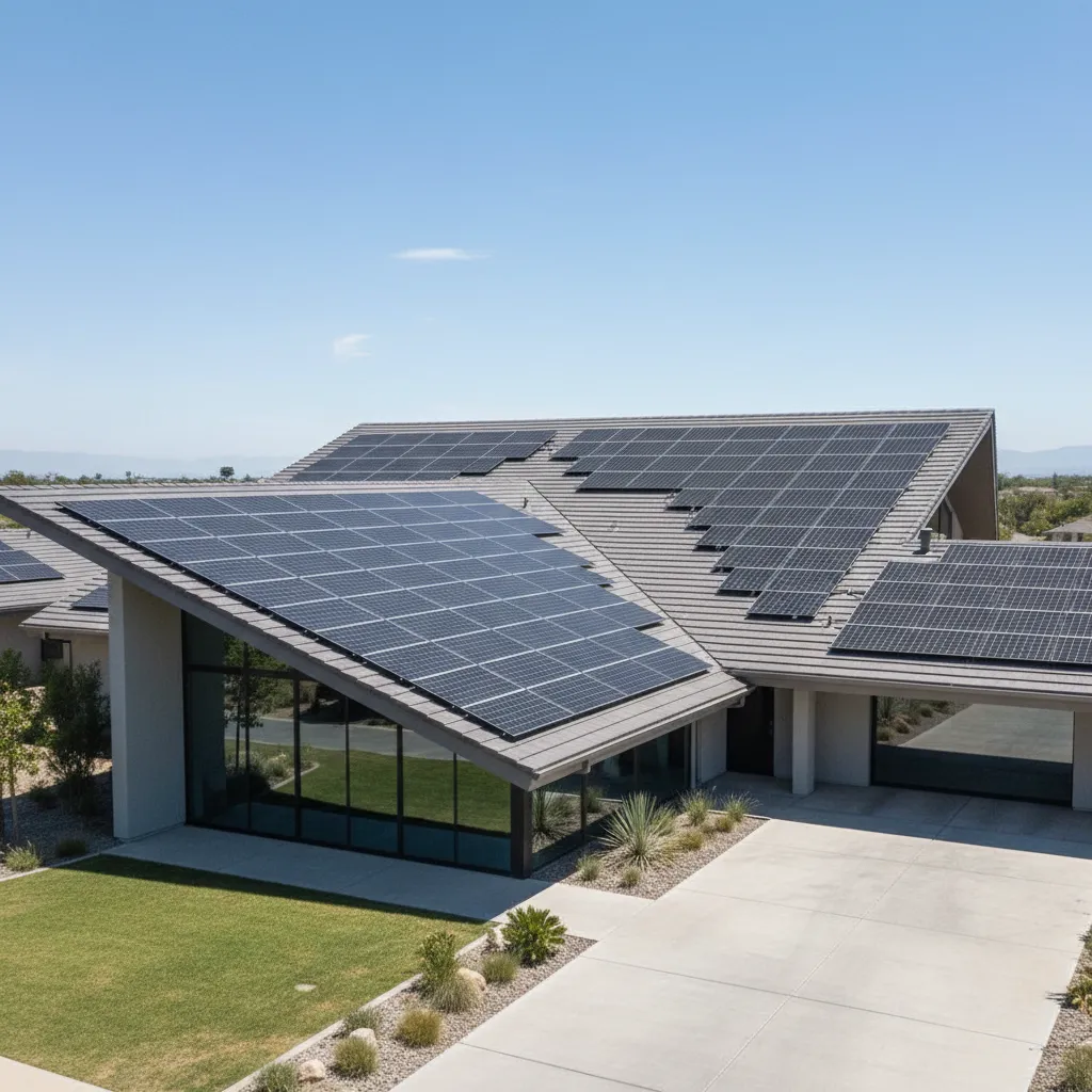 Modern house roof with optimized layout for solar panel placement