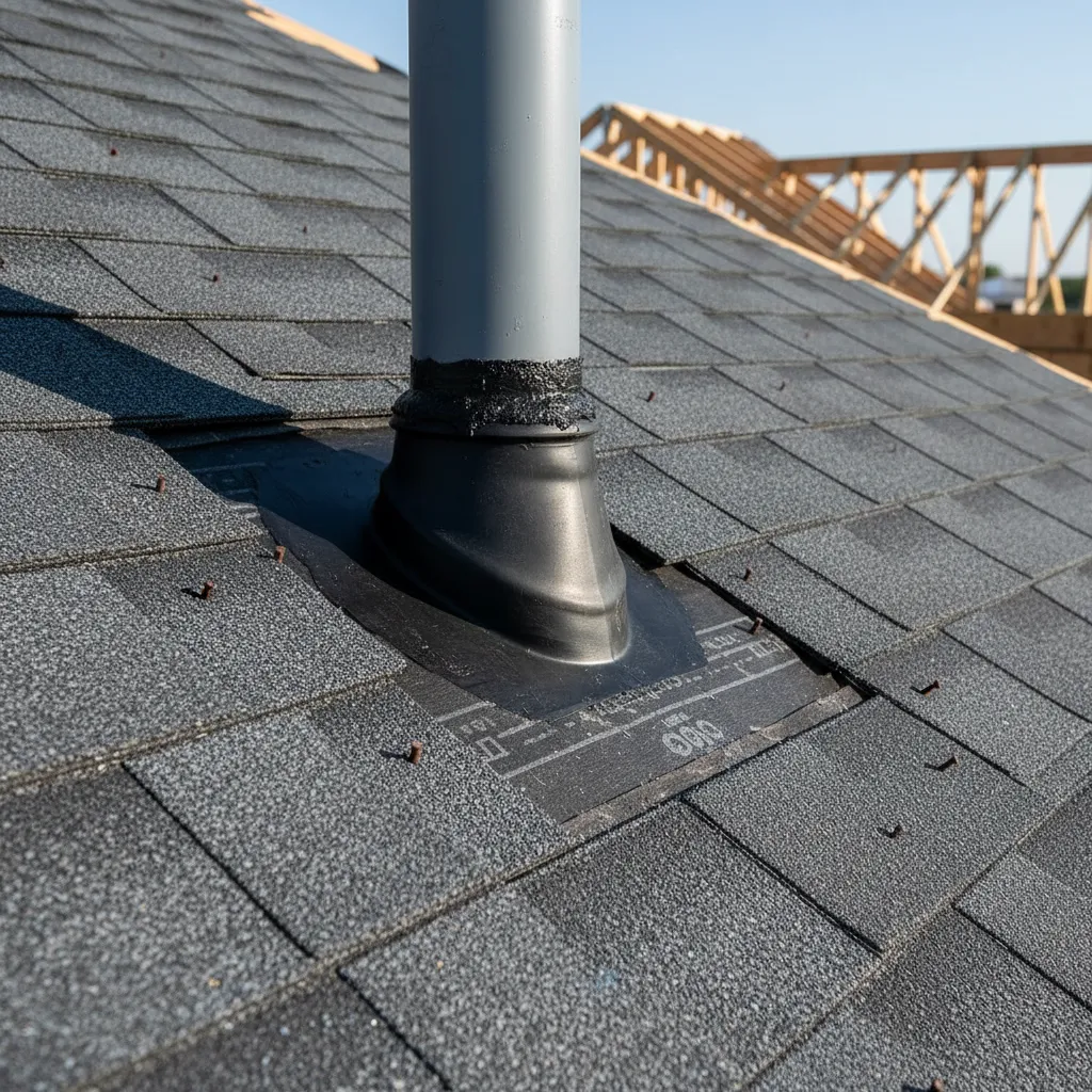 roof flashing around plumbing vent pipe installation detail