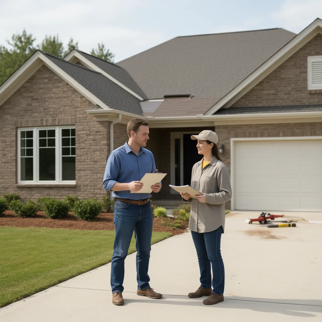 homeowner discussing roofing contract cancellation with contractor