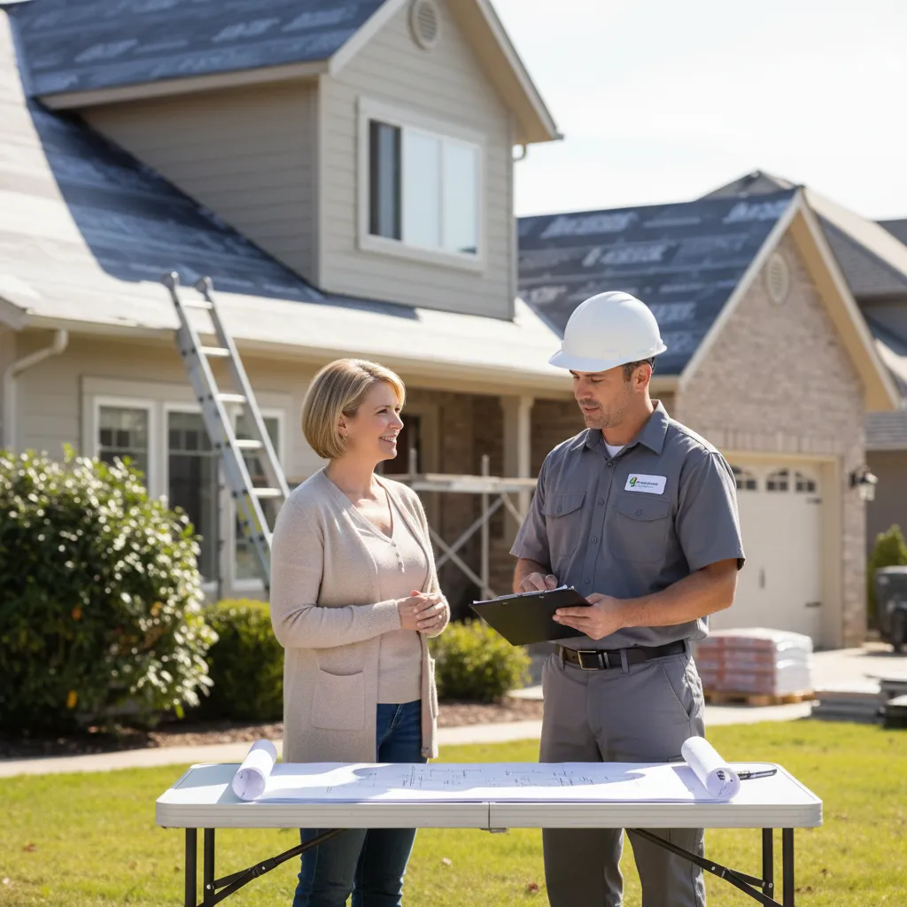 Homeowner discussing roofing project cancellation with contractor