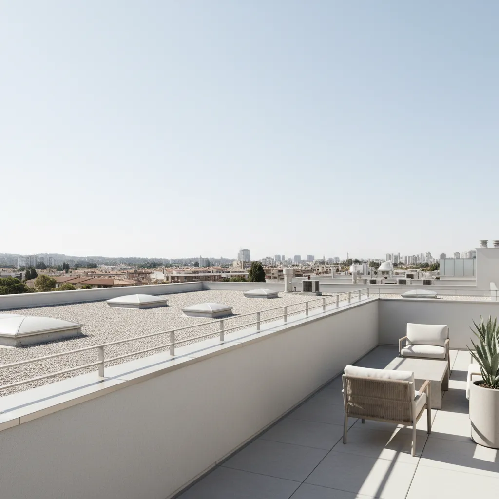 Simple rooftop parapet wall with railing design on modern terrace
