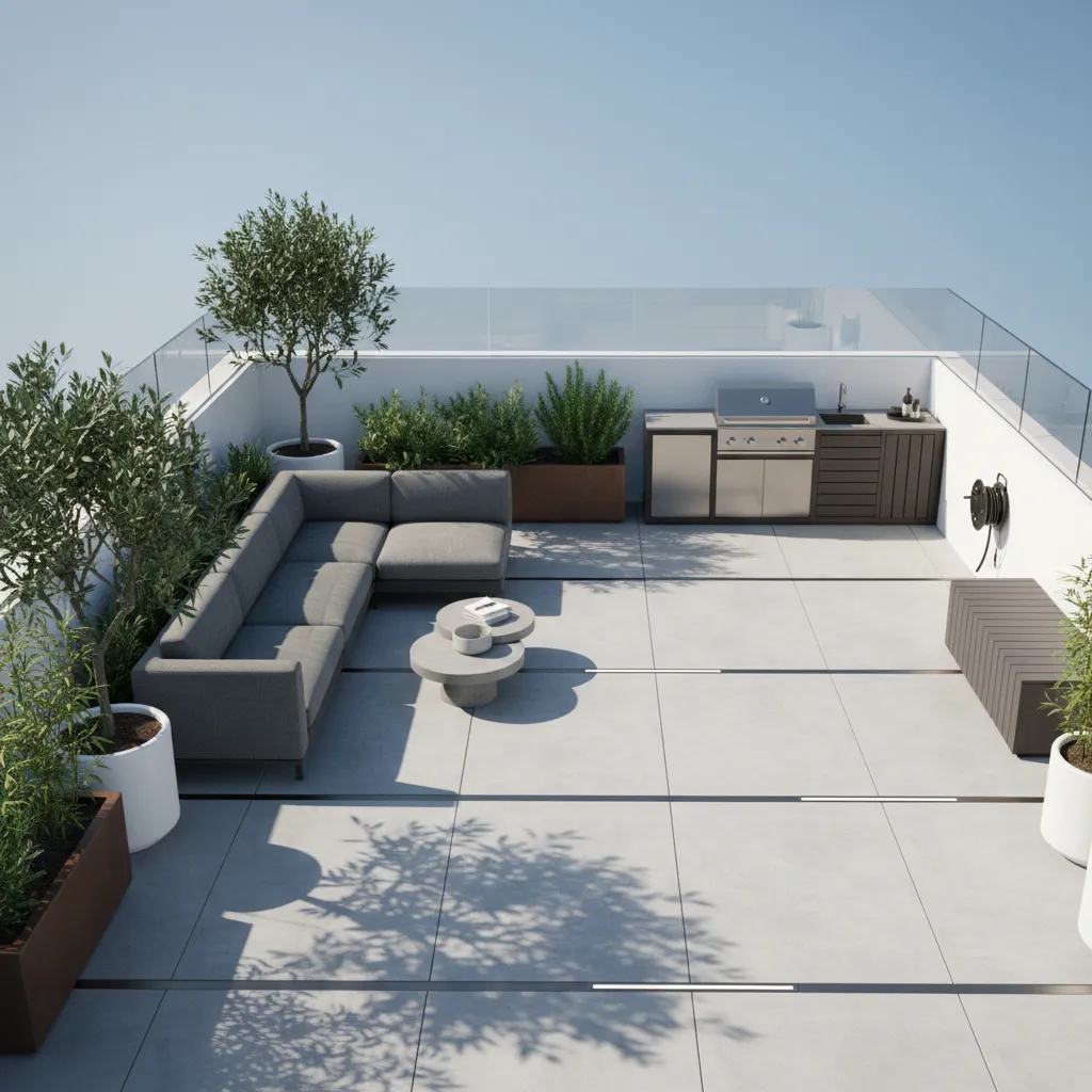 Bố trí khu chức năng sân thượng nhà ống