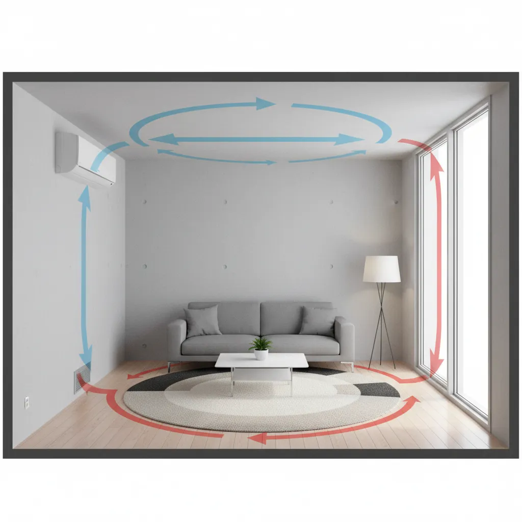 Interior airflow circulation path showing supply and return air movement