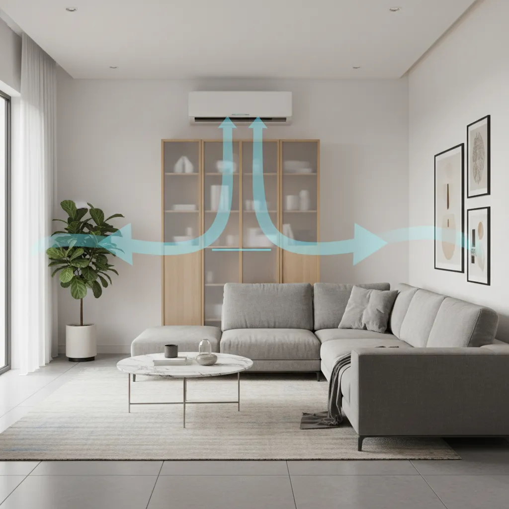 Example showing furniture blocking air conditioner airflow