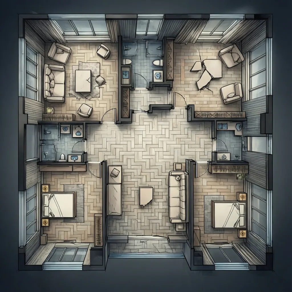 Room floor plan showing staggered tile pattern layout