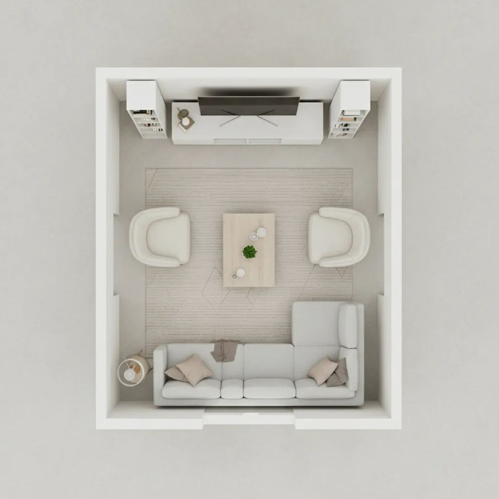 top view floor plan style room layout planner showing furniture placement
