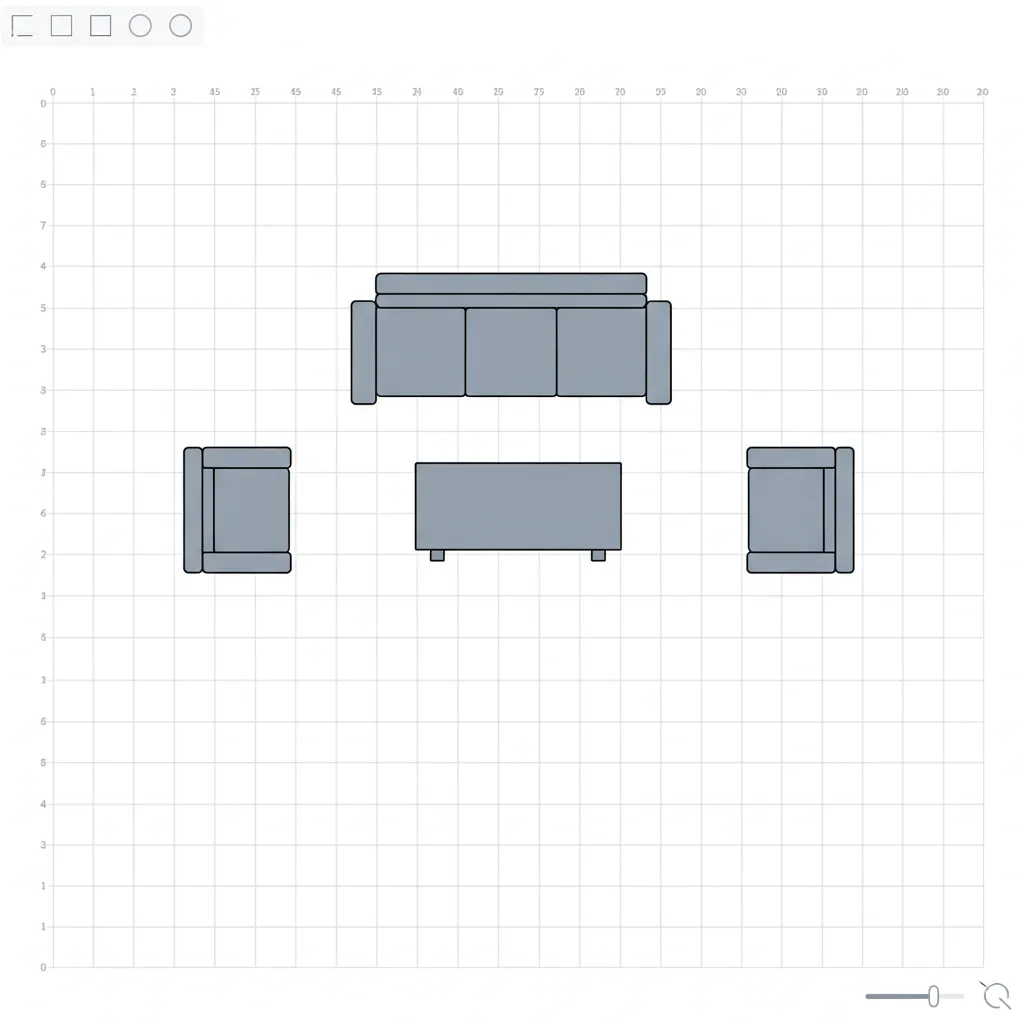 digital floor plan grid with furniture layout blocks