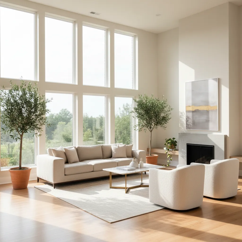 living room furniture arranged to maximize natural window light