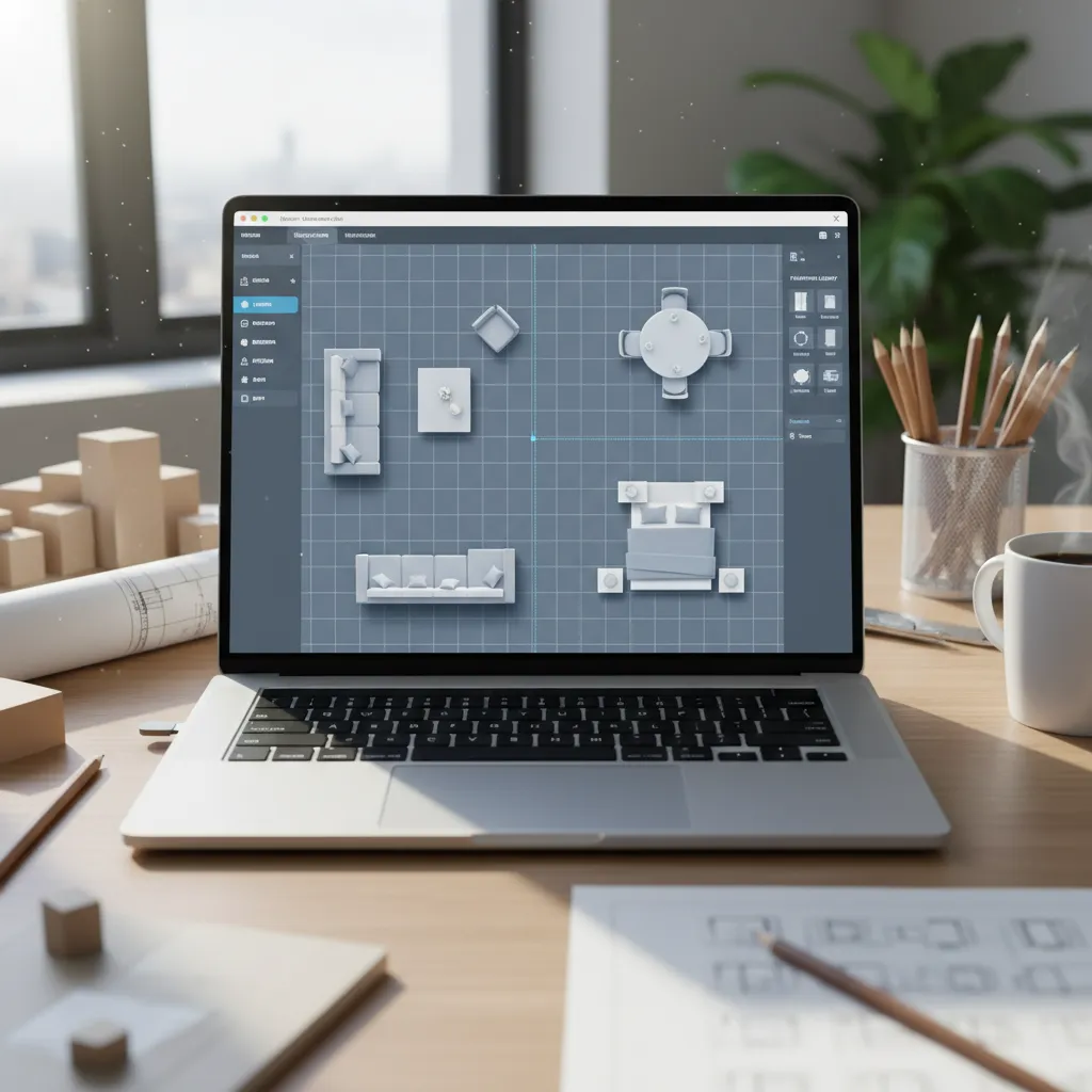 Planificación de distribución de muebles en un plano digital