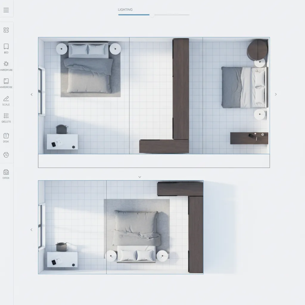 Planificación digital de la distribución de muebles en una habitación