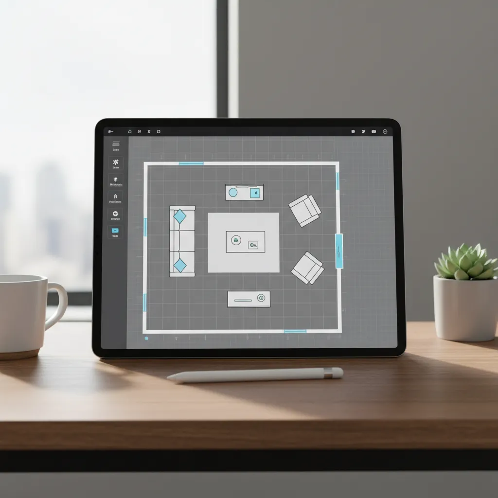 digital floor plan with furniture layout created from room measurement app