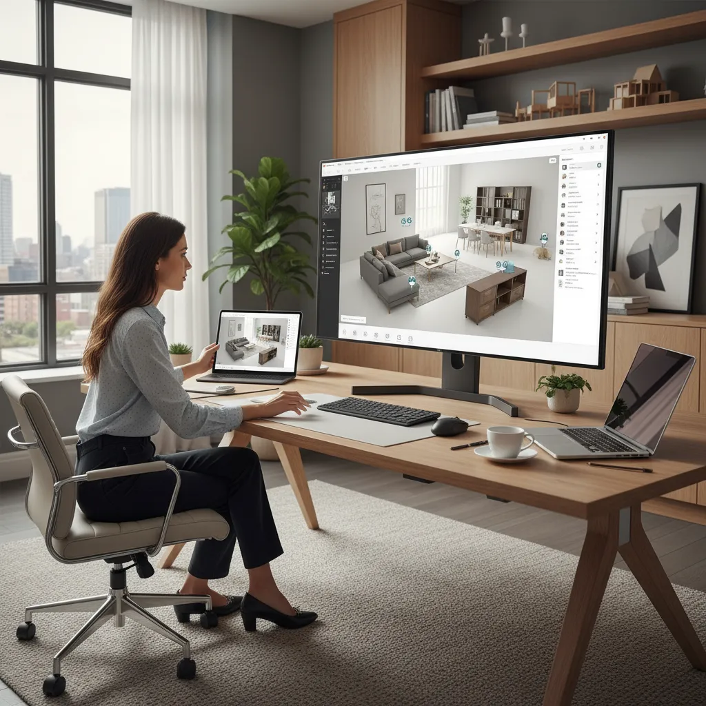 Planificación de distribución de una habitación antes de decorar