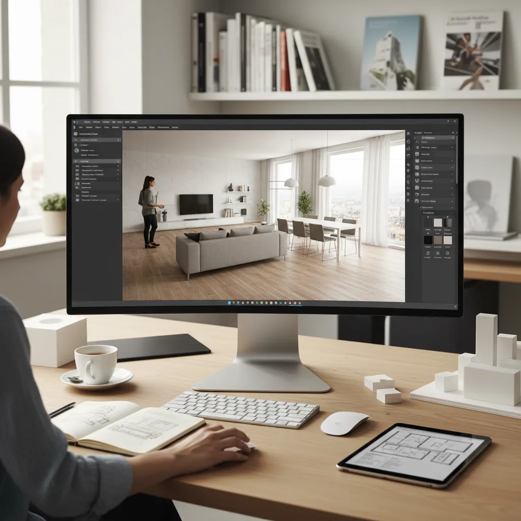 planificación digital de distribución de una habitación en software de diseño