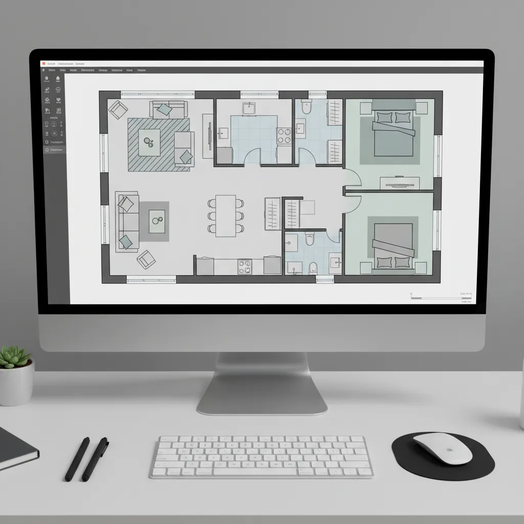 digital floor plan layout created in interior design planning software