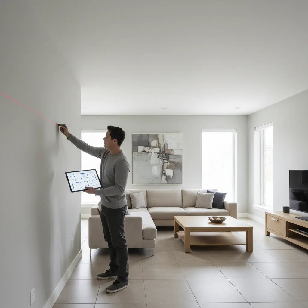 Measuring a room while creating a floor plan layout