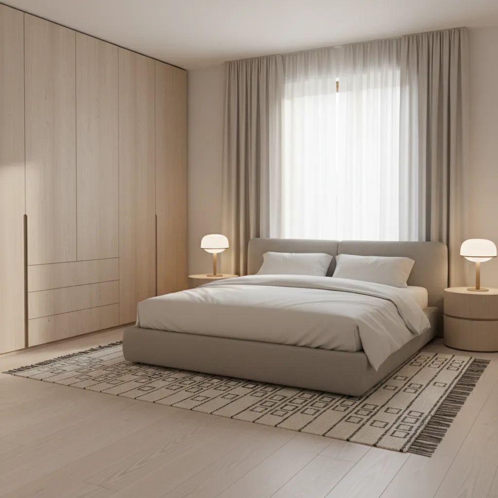 Vista 3D de un dormitorio diseñado con una aplicación de interiorismo