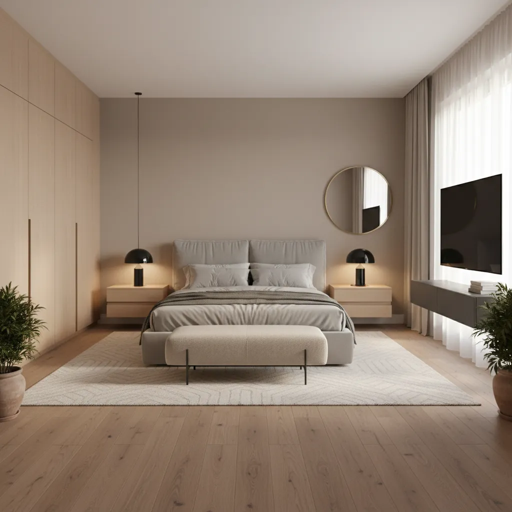 Visualización digital de una habitación rediseñada con muebles en 3D