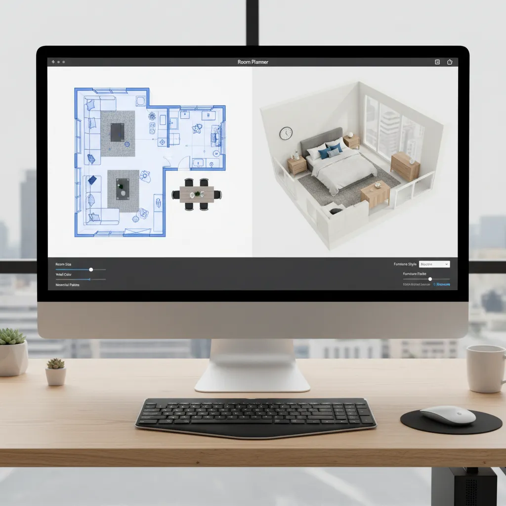 Planificador de habitaciones mostrando distribución de muebles