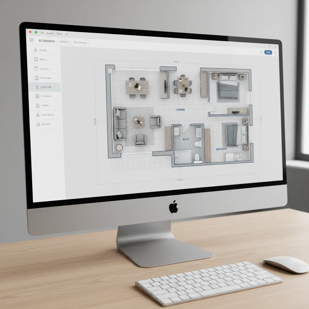 Interfaz de una herramienta online para diseñar la distribución de una habitación