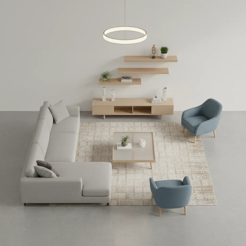 Planificación de distribución de muebles en un espacio interior