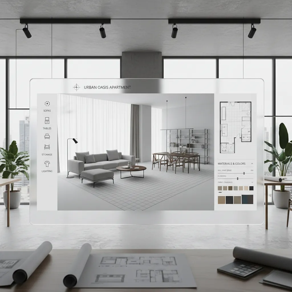 Planificador digital de habitaciones mostrando diseño interior