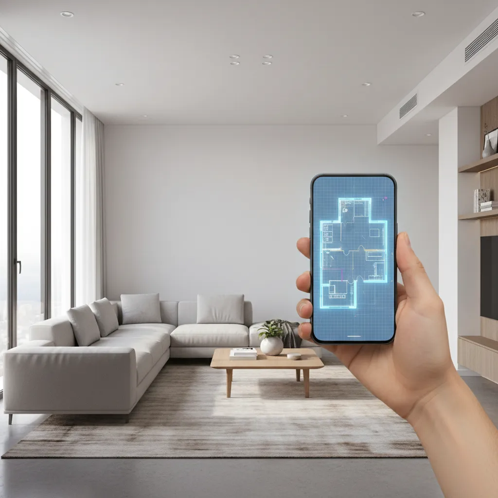 Using a smartphone app to scan a room and generate a floor plan