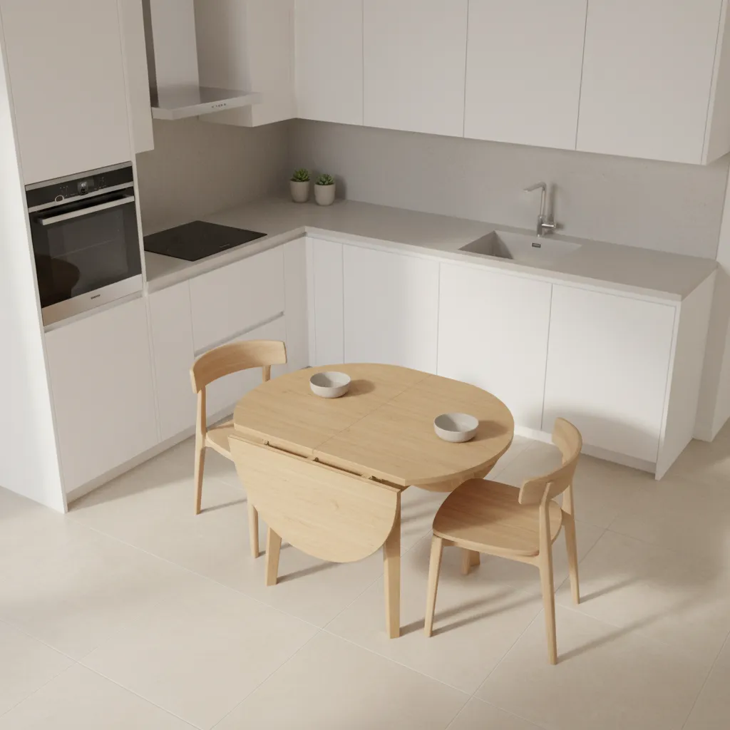 round drop leaf kitchen table in compact layout
