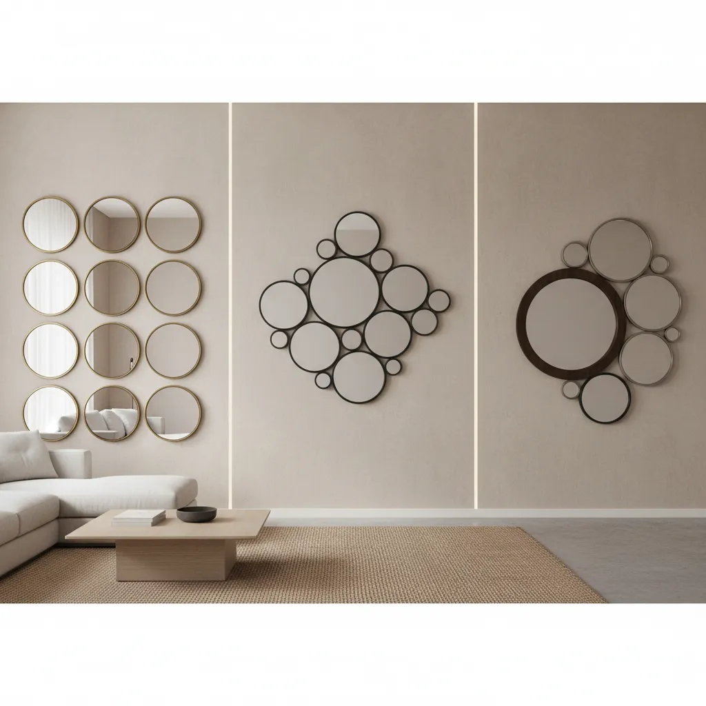 Round Mirror Layout Styles Compared Grid vs Cluster vs Asymmetrical