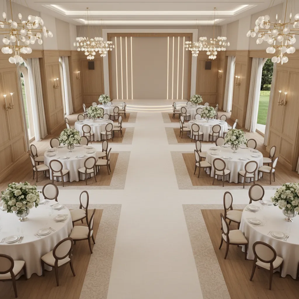 round table arrangement layout for 50 guests