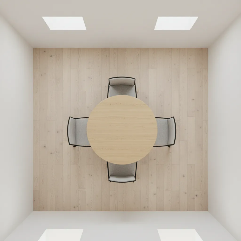 dining room diagram showing traffic path around a round table