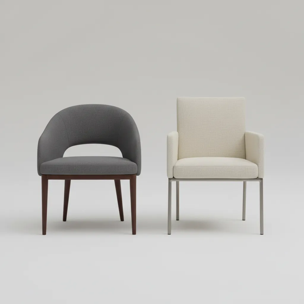 Dining chairs showing rounded back versus square back shape comparison